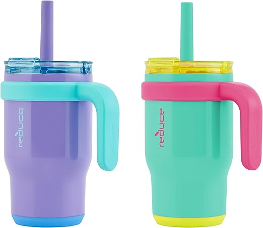 Roll over image to zoom in       2+ REDUCE 14 oz Coldee Tumbler with Handle for Kids - 2 Pack