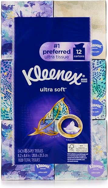 Kleenex Ultra Facial Tissue, 85 Count (Pack of 12)
